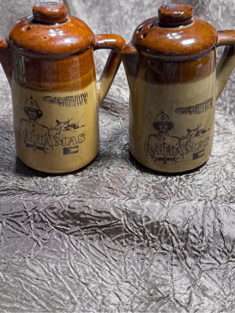 Bahamas Ceramic Salt and Pepper Shakers - Brown/Tan